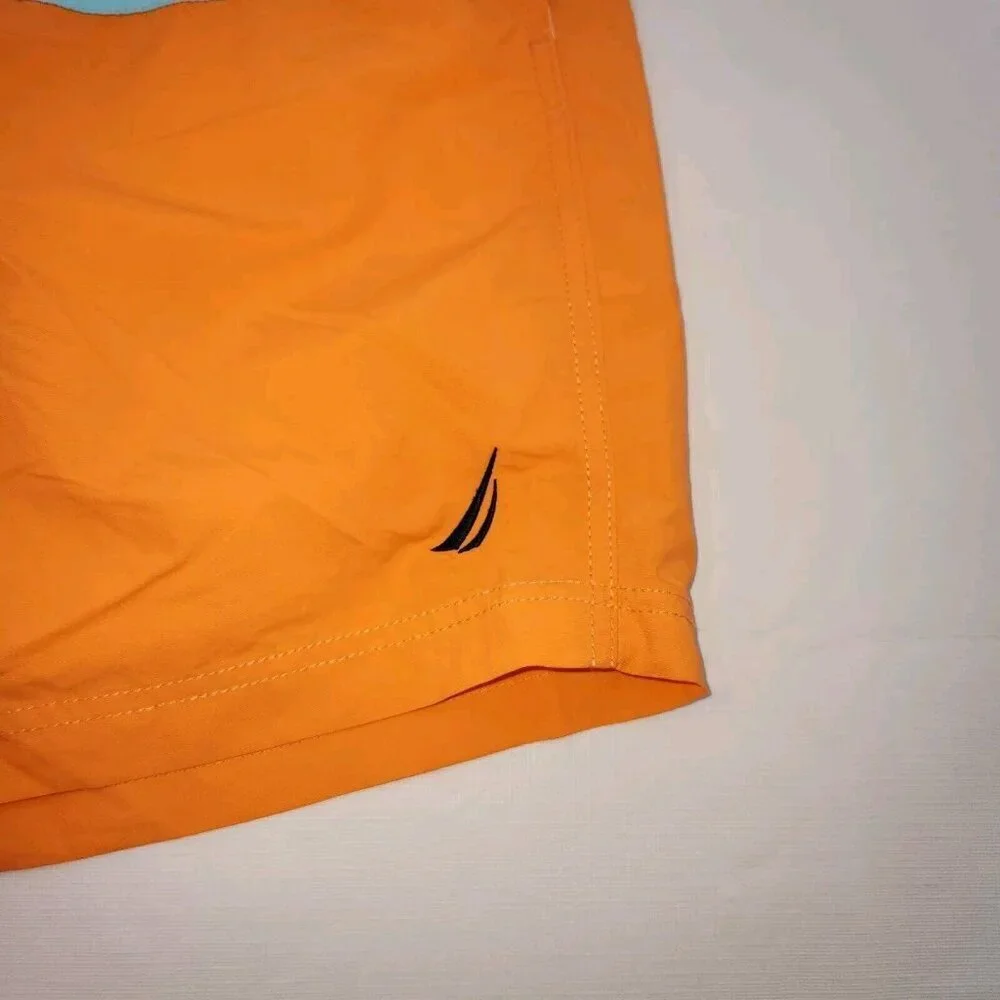 NAUTICA Mens XXL QUICK-DRY TRI-BLOCK SWIM SHORTS TRUNKS Orange Blue - Picture 2 of 5